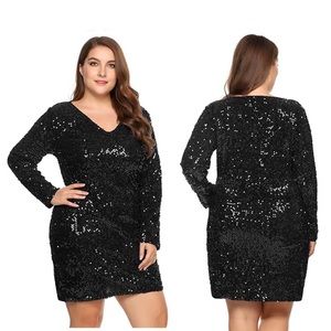 IN'VOLAND Womens Sequin Dress Plus Size